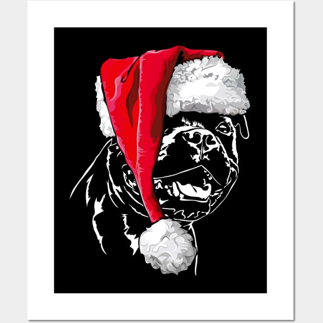 Funny Staffordshire Bull Terrier Santa Christmas dog mom Wall Art by wilsigns